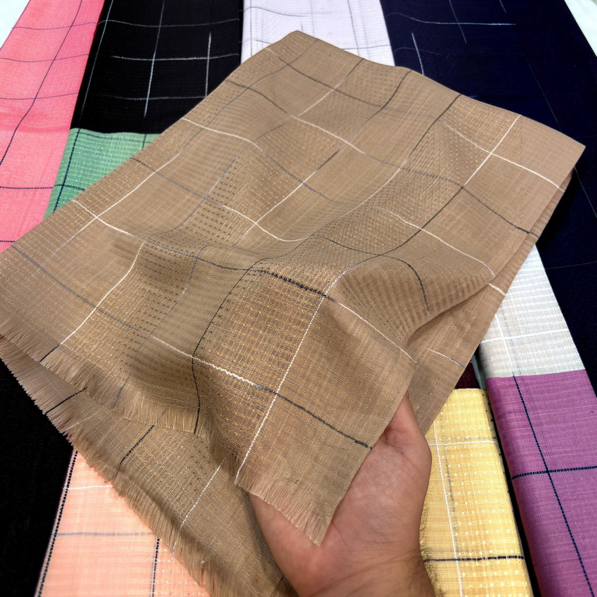 Lawn Slubbed Check #424, 12-piece wholesale pack, Rayyan Hijab Store - photo 2