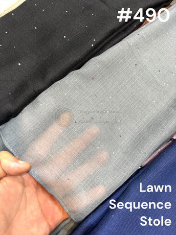 Lawn Sequence Stole #490 (12pcs Pack) لان سیکوئنس  اسٹول