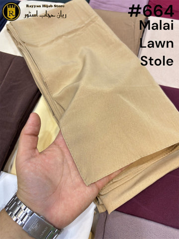 Malai Lawn Plain Stole #664 (18pcs pack)ملائی لان پلین سٹول