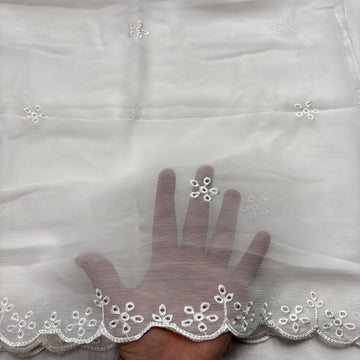 Chikankari embroidery chiffon dupatta design code 681-D1