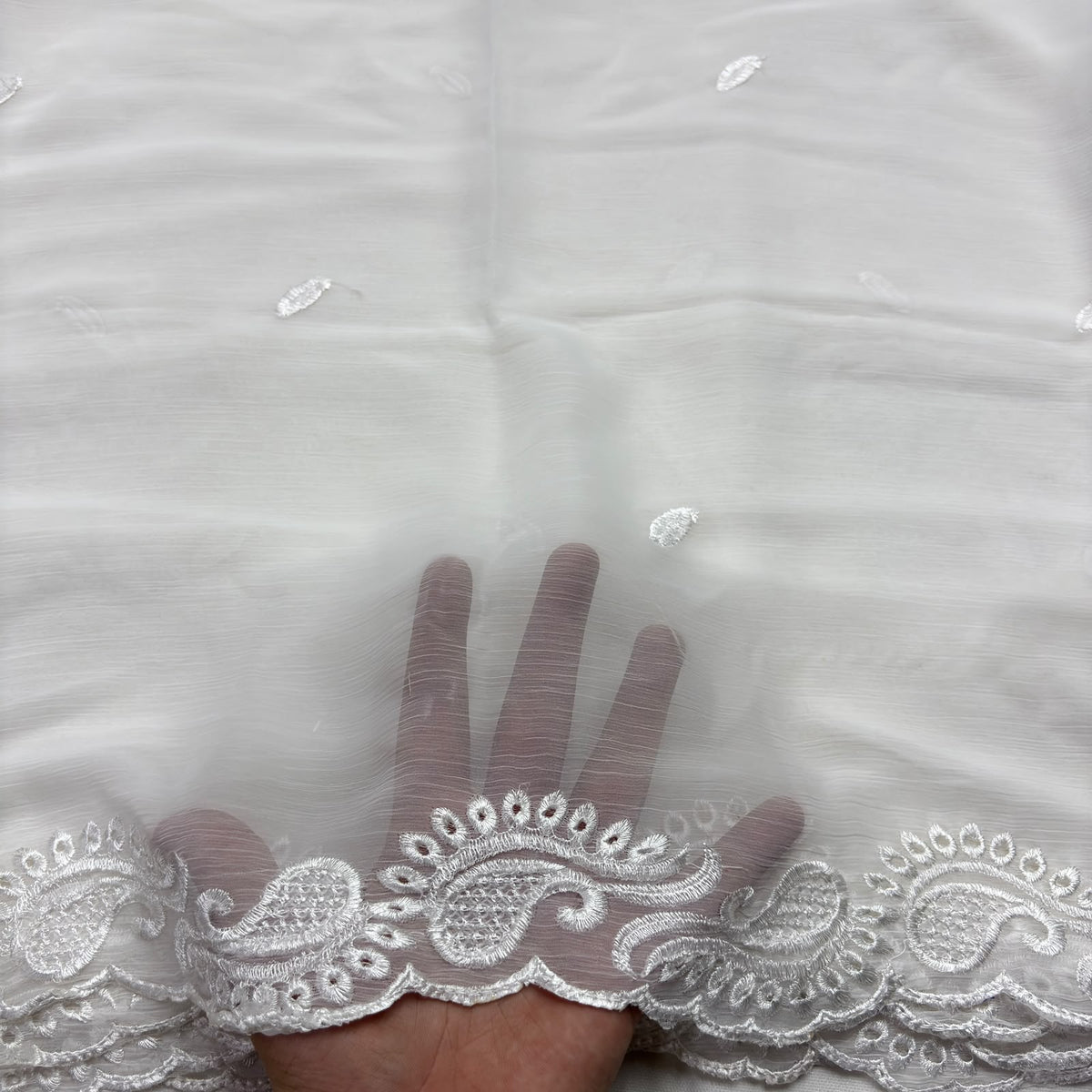 Chikankari embroidery chiffon dupatta design code 681-D4