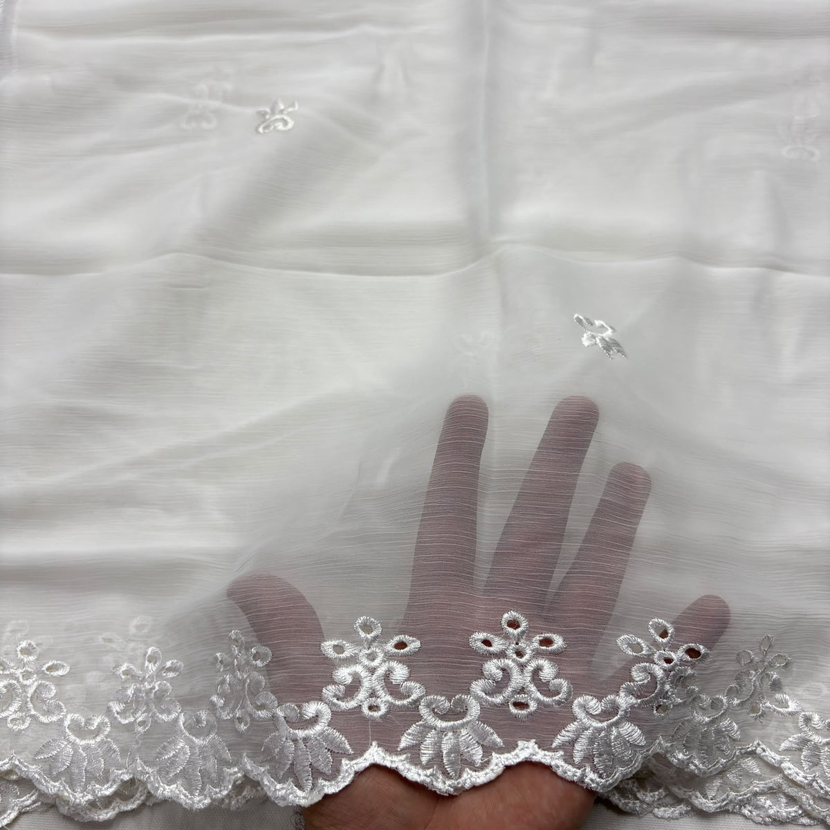Chikankari embroidery chiffon dupatta design code 681-D2