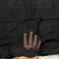 Black chiffon dupatta with black tonal small flowers and bold floral scroll border