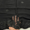 Black chiffon dupatta with black tonal paisley embroidery and paisley scroll border