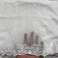 White chiffon dupatta with black wavy flower vines and heart floral border